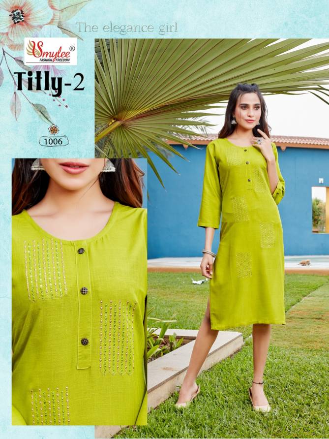 Smylee Titly 2 Heavy New Fancy Ethnic Wear Slub Rayon Designer Kurti Collection